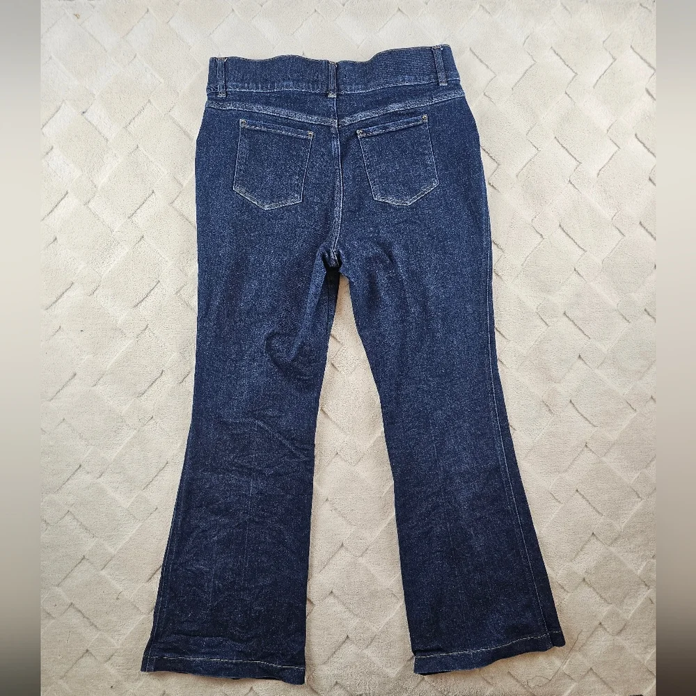 Spanx Shape EveryWear FLARE Raw Indigo Jeans Womens 1X Pull On Stretch - Picture 10 of 11